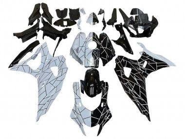 Best 2021-2024 Yamaha YZF R7 Motorcycle Fairings - White Black Split Stripe