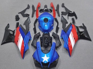 Best 2019-2021 Yamaha YZF R3/R25 Motorcycle Fairings - Blue Red White Star