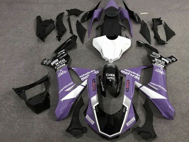 Best 2015-2019 Yamaha YZF 1000 R1 Motorcycle Fairings - Purple White Glossy Black Motul SAM