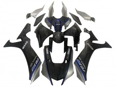 Best 2020-2025 Yamaha YZF 1000 R1 Motorcycle Fairings - Faux Carbon Fiber Silver Blue
