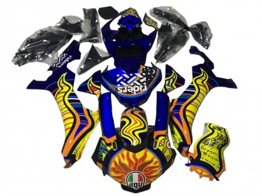 Best 2020-2025 Yamaha YZF 1000 R1 Motorcycle Fairings - Blue Yellow Orange Tribal Sun