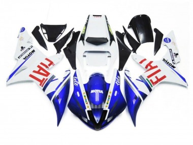 Best 2002-2003 Yamaha YZF 1000 R1 Motorcycle Fairings - White Blue Red Fiat Motul