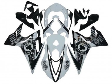 Best 2013-2016 Triumph Daytona 675 Triple Motorcycle Fairings - White Glossy Black Cafe London