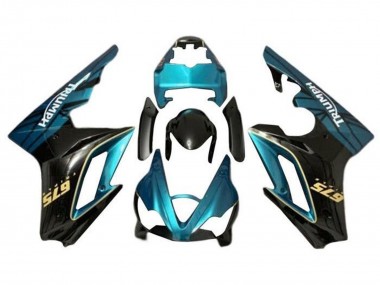 Best 2009-2012 Triumph Daytona 675 Triple Motorcycle Fairing - Teal Blue Glossy Black