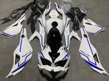 Best 2019-2025 Kawasaki ZX4R ZX-4RR Motorcycle Fairings - White Blue Stripe