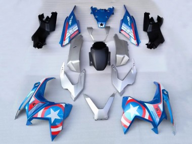 Best 2022-2024 Honda ADV160 Motorcycle Fairings - Silver Blue Red White Star