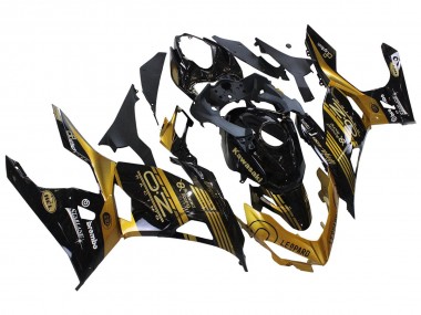 Best 2018-2024 Kawasaki EX400 Motorcycle Fairings - Gold Glossy Black