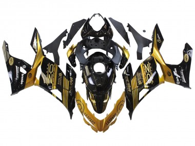 Best 2018-2024 Kawasaki EX400 Motorcycle Fairings - Gold Glossy Black