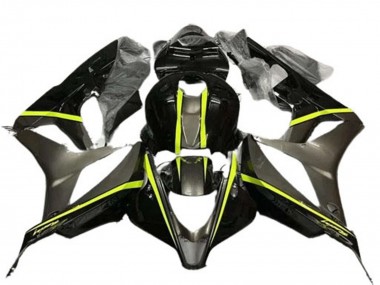 Best 2007-2008 Honda CBR600RR Motorcycle Fairings - Glossy Black High Viz Yellow
