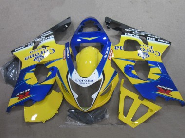 Best 2004-2005 Suzuki GSXR 600 Motorcycle Fairings - Yellow Blue White Black Corona Extra