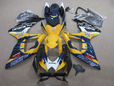 Best 2008-2010 Suzuki GSXR 600 Motorcycle Fairings - White Yellow Blue Alstare Corona Extra