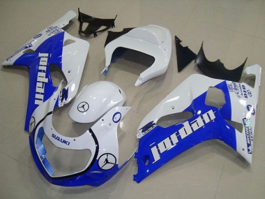 Best 2001-2003 Suzuki GSXR 750 Motorcycle Fairings - White Blue Jordan