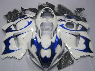 Best 1996-2007 Suzuki GSXR 1300 Hayabusa Motorcycle Fairing Kits - White Blue