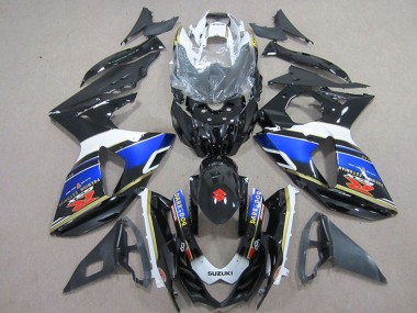 Best 2009-2016 Suzuki GSXR 1000 Motorcycle Fairings - White Blue Black Dark Dog