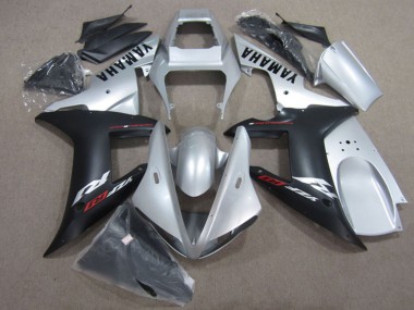 Best 2002-2003 Yamaha YZF R1 Motorcycle Fairing Kits - Silver Matte Black