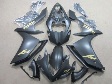 Best 2007-2008 Yamaha YZF R1 Motorcycle Fairings - Matte Black Gold Decal