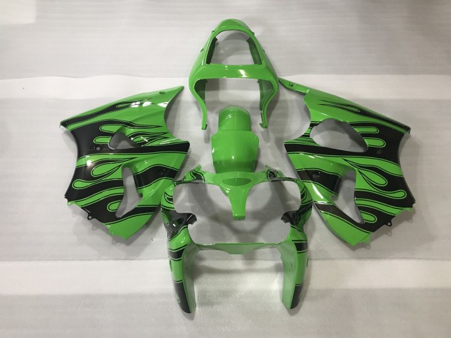 00-02 Green & Black Flame ZX6R Fairings 00-02 Green & Black Flame ZX6R Fairings