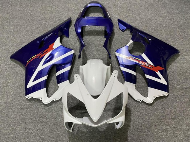 01-03 Deep Blue and White CBR600 F4i Fairings 01-03 Deep Blue and White CBR600 F4i Fairings