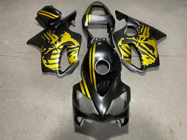 01-03 Matte Black & Gold Skull CBR600 F4i Fairings 01-03 Matte Black & Gold Skull CBR600 F4i Fairings
