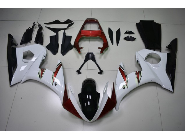 03-04 Gloss White & Red Accents R6 Fairings