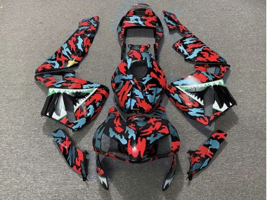 03-04 Red and Blue Camo CBR600RR Fairings