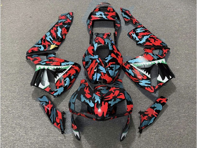 03-04 Red and Blue Camo CBR600RR Fairings 03-04 Red and Blue Camo CBR600RR Fairings