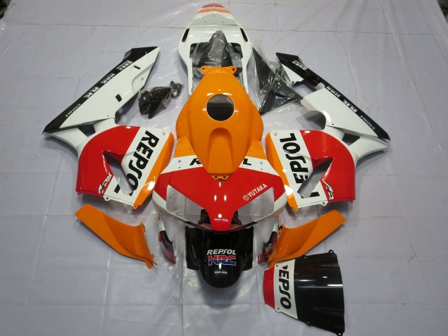 03-04 White Orange Repsol CBR600RR Fairings 03-04 White Orange Repsol CBR600RR Fairings