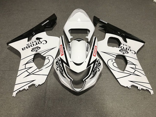 04-05 Gloss Black and White Corona Style GSXR 600-750 Fairings 04-05 Gloss Black and White Corona Style GSXR 600-750 Fairings