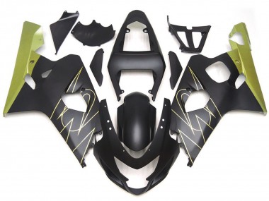 04-05 Matte Black and Gold Corona Custom GSXR 600-750 Fairings