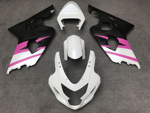04-05 Matte White & Pink GSXR 600-750 Fairings 04-05 Matte White & Pink GSXR 600-750 Fairings