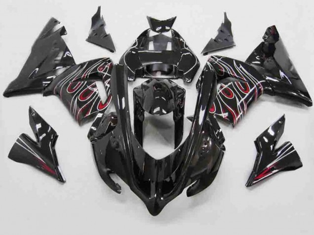 04-05 Red Black Flame ZX10R Fairings 04-05 Red Black Flame ZX10R Fairings