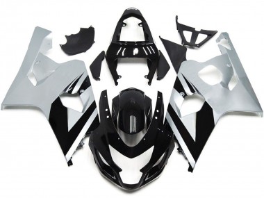 04-05 Silver and Gloss Black OEM Style GSXR 600-750 Fairings