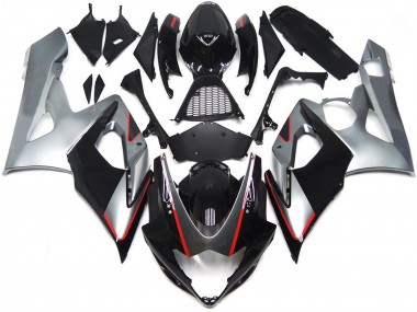 05-06 Black and Silver Gloss with Red GSXR 1000 Fairings