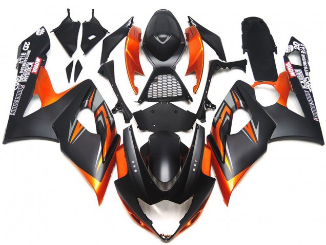 05-06 Custom Matte and Gloss Black and Orange GSXR 1000 Fairings 05-06 Custom Matte and Gloss Black and Orange GSXR 1000 Fairings