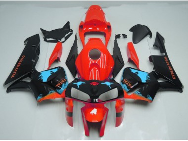 05-06 Light Blue Splatter on Red CBR600RR Fairings