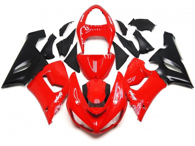 05-06 Plain Gloss Red White Decals ZX6R Fairings 05-06 Plain Gloss Red White Decals ZX6R Fairings