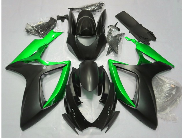 06-07 Matte Black & Green GSXR 600-750 Fairings 06-07 Matte Black & Green GSXR 600-750 Fairings