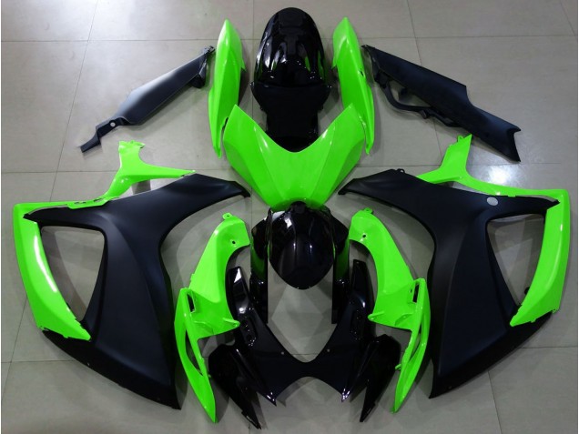 06-07 Matte Black and Green GSXR 600-750 Fairings 06-07 Matte Black and Green GSXR 600-750 Fairings