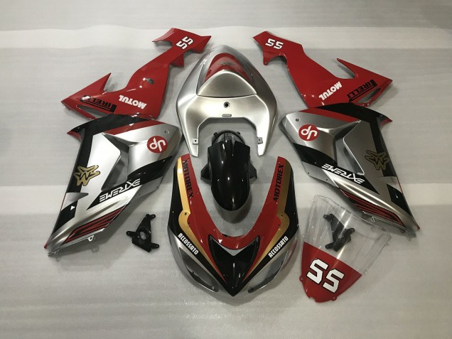 06-07 Shiny Silver & Red ZX10R Fairings 06-07 Shiny Silver & Red ZX10R Fairings