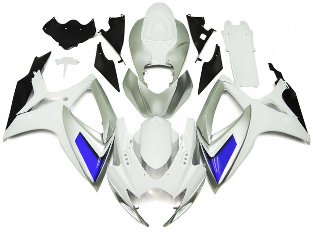 06-07 Silver White and Blue Gloss Style GSXR 600-750 Fairings 06-07 Silver White and Blue Gloss Style GSXR 600-750 Fairings