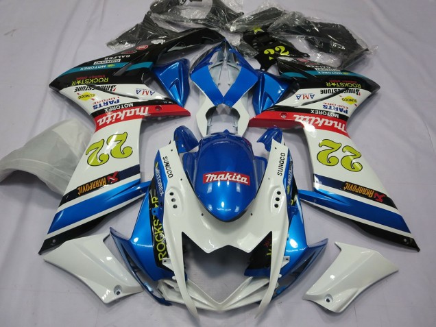 07-08 22 White and Blue GSXR 1000 Fairings 07-08 22 White and Blue GSXR 1000 Fairings