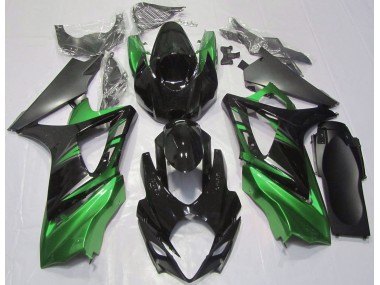 07-08 Gloss Black and Green GSXR 1000 Fairings