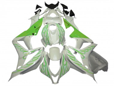 07-08 Lime Green Flame on White CBR600RR Fairings