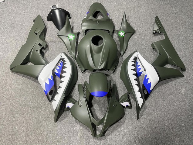 07-08 Matte Green & Blue Shark CBR600RR Fairings 07-08 Matte Green & Blue Shark CBR600RR Fairings