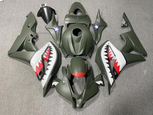 07-08 Matte Green & Red Shark CBR600RR Fairings 07-08 Matte Green & Red Shark CBR600RR Fairings