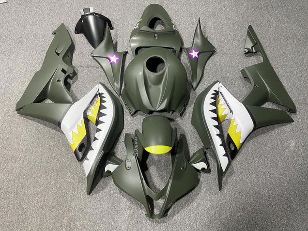 07-08 Matte Green & Yellow Shark CBR600RR Fairings 07-08 Matte Green & Yellow Shark CBR600RR Fairings