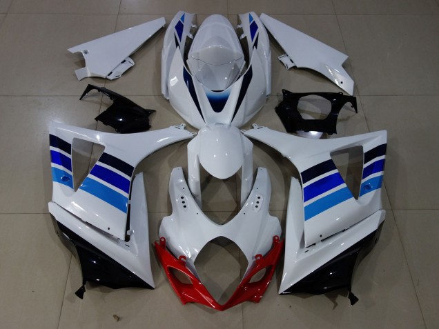 07-08 OEM Style Blue and White GSXR 1000 Fairings