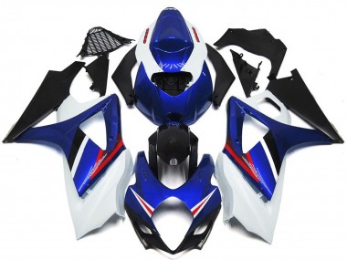 07-08 OEM Style Gloss Blue and White Red GSXR 1000 Fairings