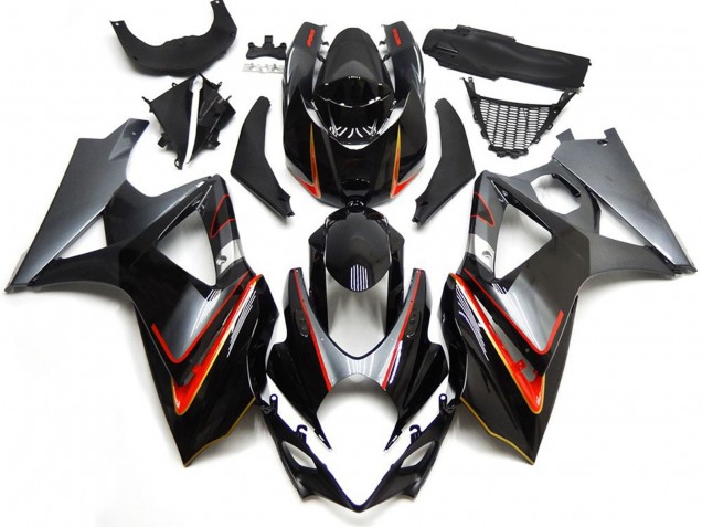 07-08 Silver and Black with Red GSXR 1000 Fairings 07-08 Silver and Black with Red GSXR 1000 Fairings