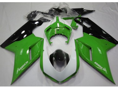 07-14 Gloss Green & White Ducati 848 1098 1198 Fairings